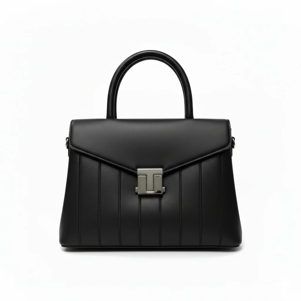 The Pinstripe Satchel Bag (Onyx Black)