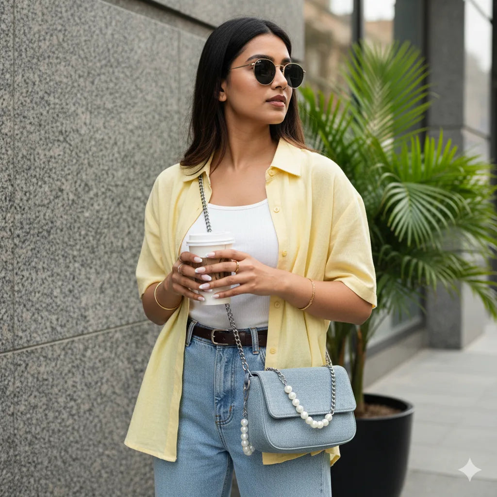 The Denim Flap Bag (Stone Wash)
