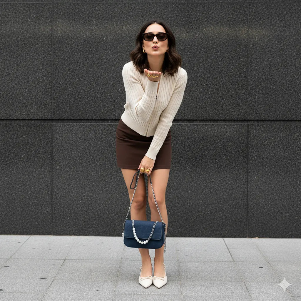 The Denim Flap Bag (Dark Wash)