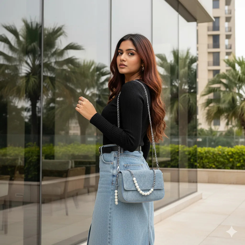 The Denim Flap Bag (Acid Wash)