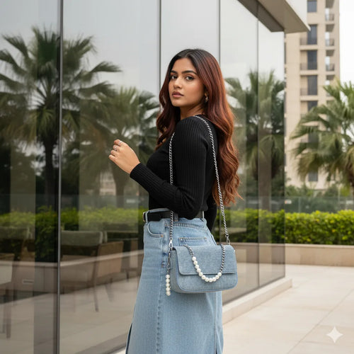 The Denim Flap Bag (Acid Wash)