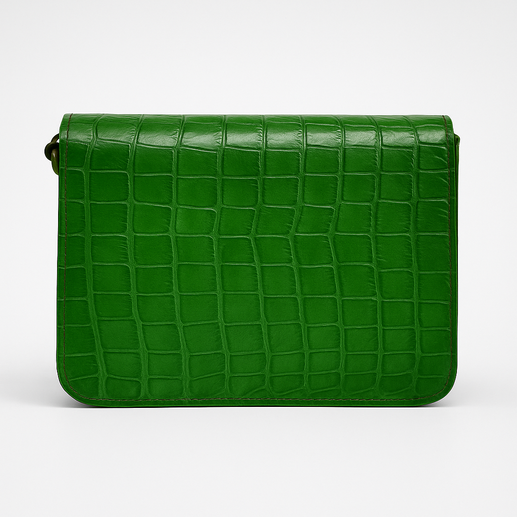 Small Seine Croc Baguette - Basil Green - Image 3