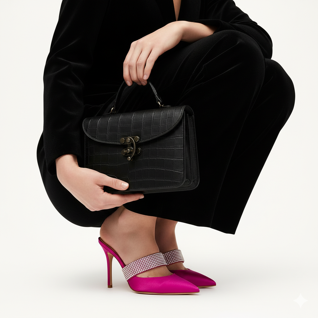 Small Seine Croc Baguette – Onyx