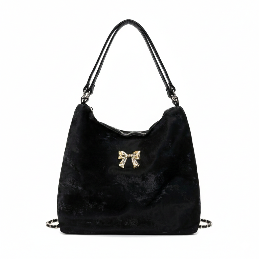 The Ribbon Hobo Bag (Onyx Black)