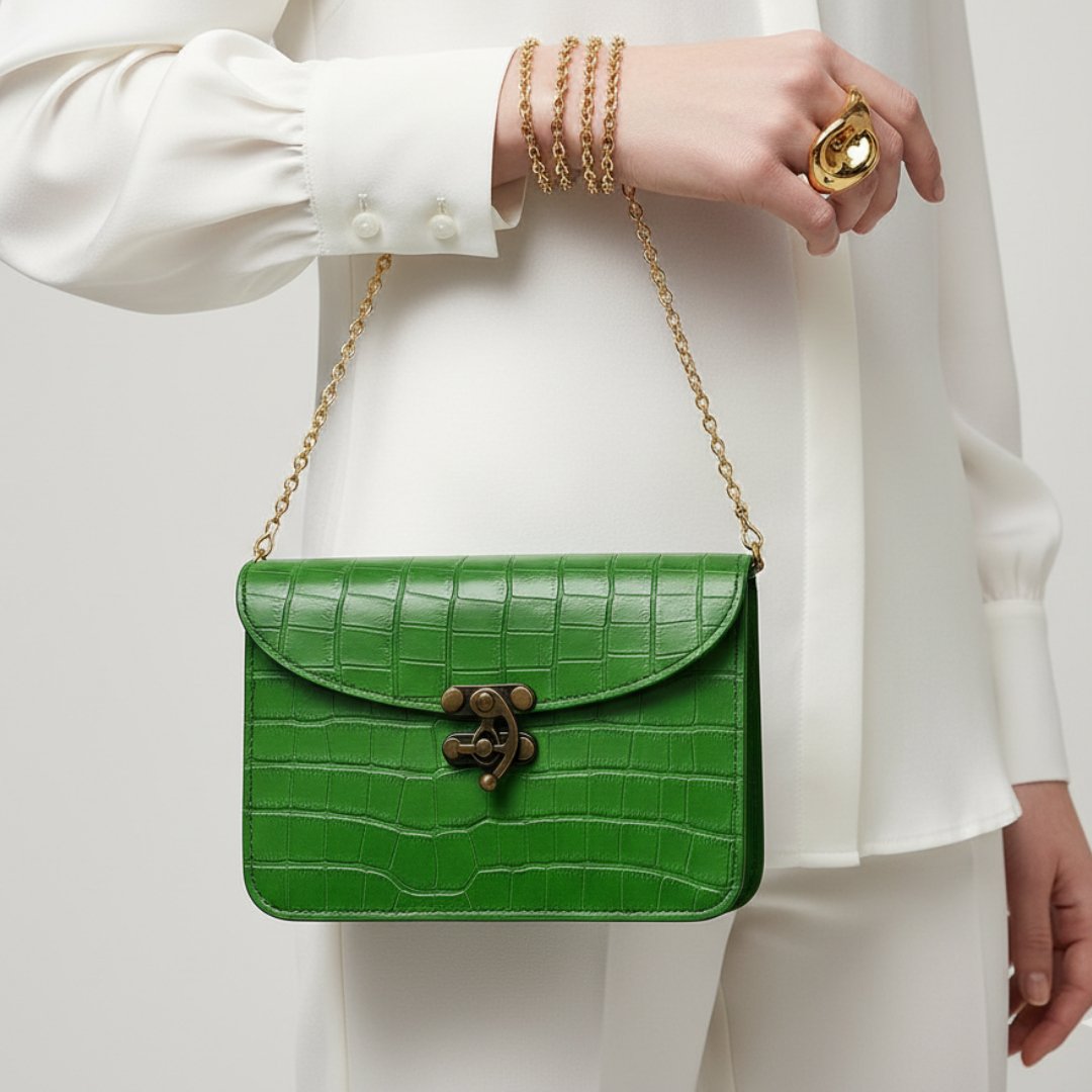 Small Seine Croc Baguette – Basil Green