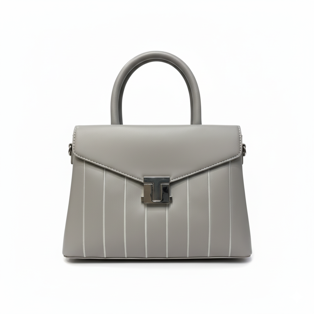 The Pinstripe Satchel Bag (Dove Grey)