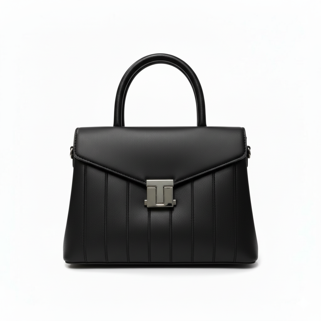 The Pinstripe Satchel Bag (Onyx Black)